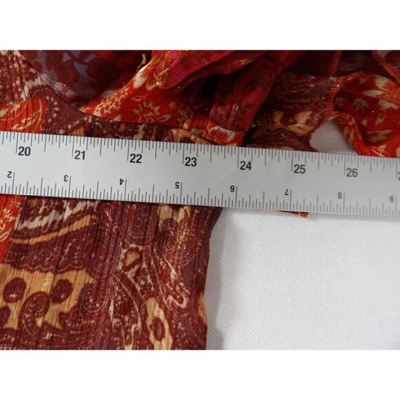 Frye and Co XXL Shirt Top Blouse Sheer Red Ruffle Boho Gauzy Layers Beach Festiv - Picture 8 of 9